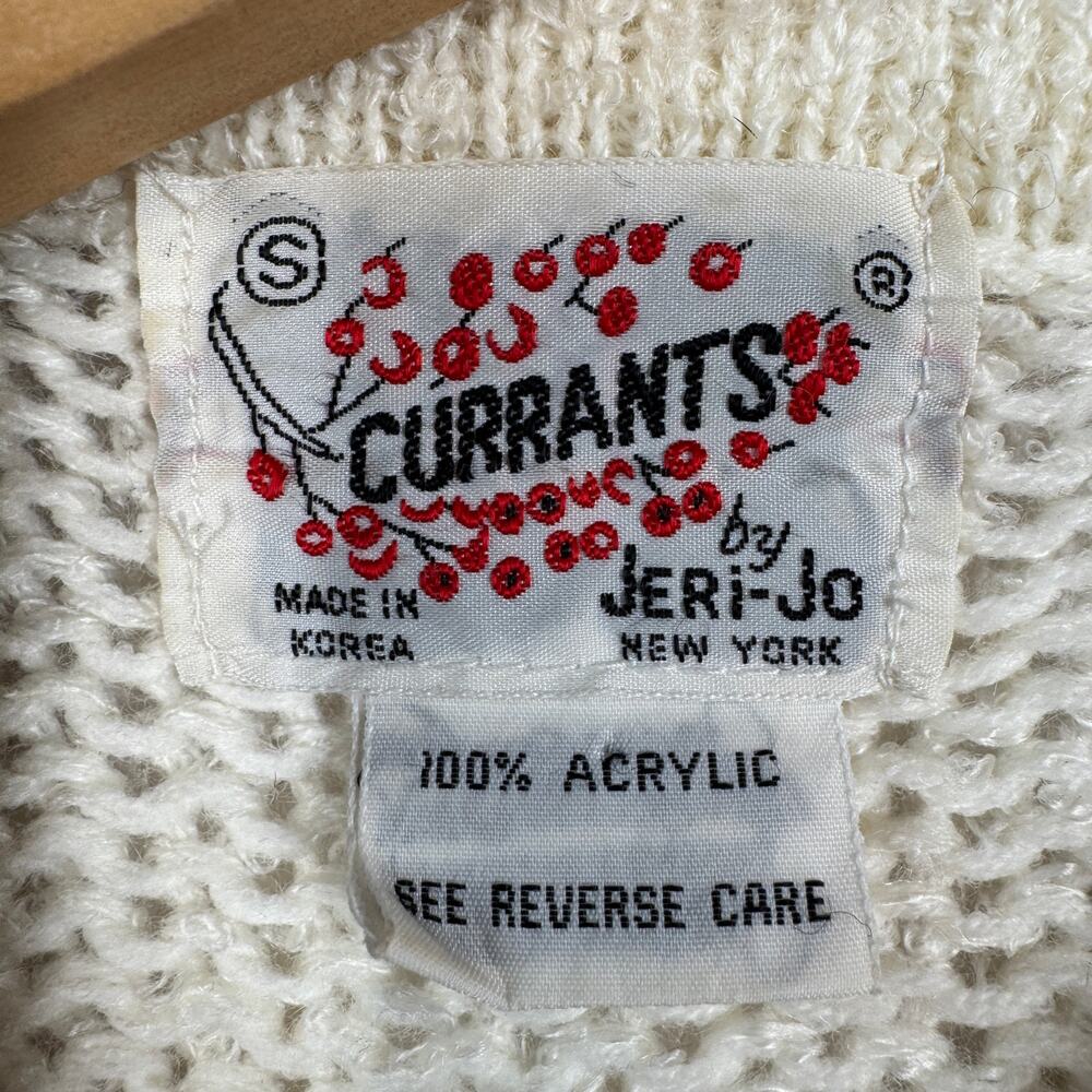 VTG Currants Cream Decorative Ribbon Collar Chunky Knit Sweater Korea Size Small - Picture 6 of 15
